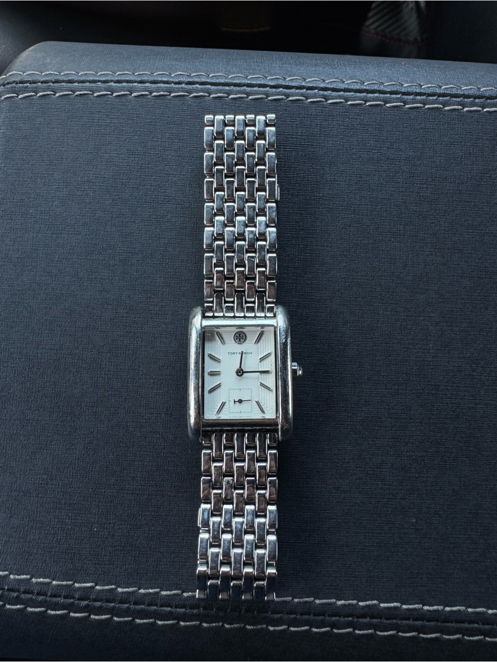 Tory Burch Silver Women’s Stainless-Link Watch with White Dial